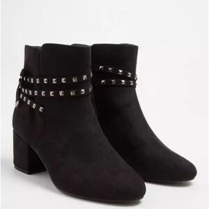 Torrid Studded Wrap Heel Black Bootie Faux Suede 12WW